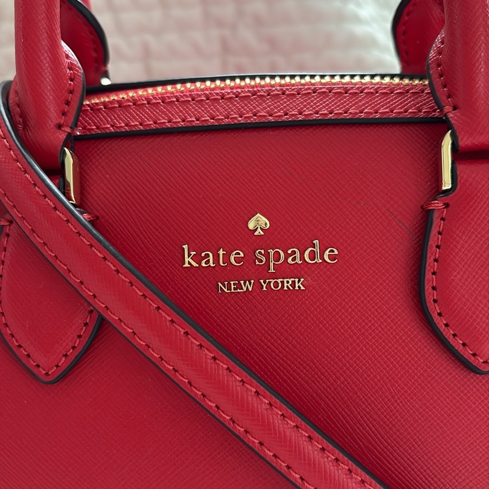 Kate Spade Madison Small Duffle Crossbody Bag in Ruby Red - Picture 2 of 8